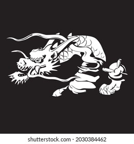 illustration of Japanese Dragon with ball