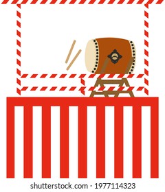 Illustration of Japanese drum no background