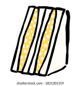 Illustration of Japanese Egg Salad Sandwich: Illustration like woodblock print 