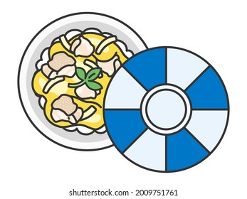 Illustration of Japanese food, Oyakodon.