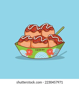 The Illustration of Japanese Food Takoyaki