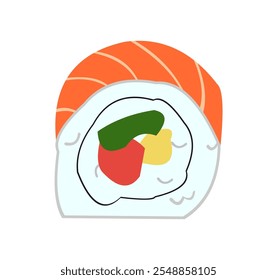 illustration of Japanese food, uramaki sushi.