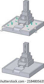 Illustration of Japanese grave renovation