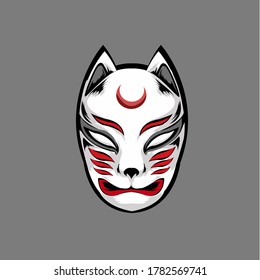 the illustration of japanese mask