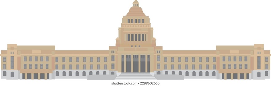 illustration of the Japanese National Diet Building in full view