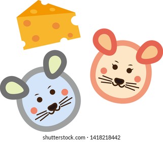 Illustration for Japanese New Year Card.
Mouse year.cheese illustration.