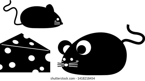 Illustration for Japanese New Year Card.
Mouse year.cheese illustration.