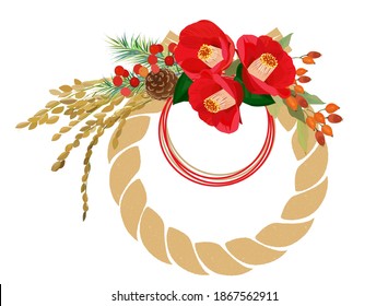 Illustration of Japanese new year ornament. Shimenawa.