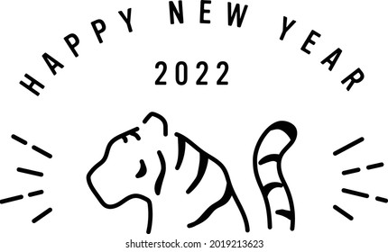 Illustration of a Japanese New Year's card for 2022, the year of the tiger.