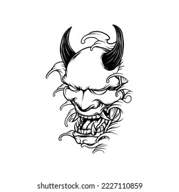 Illustration of japanese Oni mask