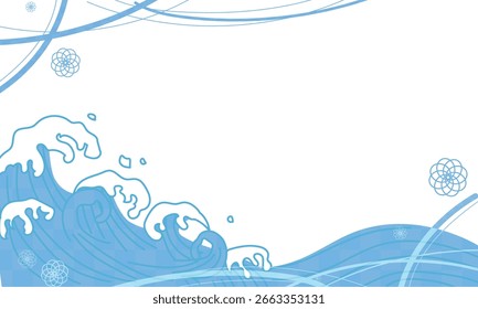 Ilustración de un fondo de patrón japonés con onda y espacio de copia.