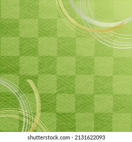 An illustration of a Japanese pattern with a color like matcha overlaid with a string-shaped decoration called Mizuhiki