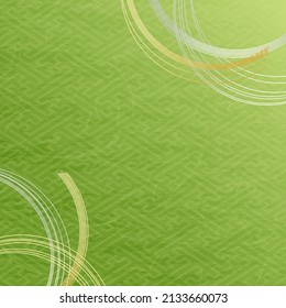 An illustration of a Japanese pattern with a color like matcha overlaid with a string-shaped decoration called Mizuhiki