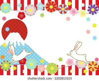 It is an illustration of a Japanese pattern that can be used for New Year's cards in the year of the rabbit in 2023.