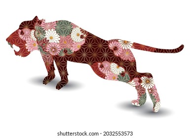 Illustration of a Japanese pattern tiger 
