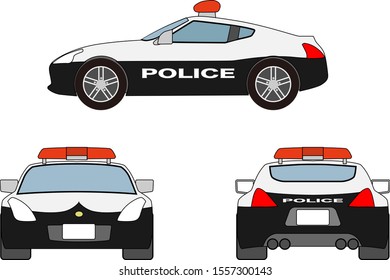 Illustration of a Japanese police car with outline , part 3