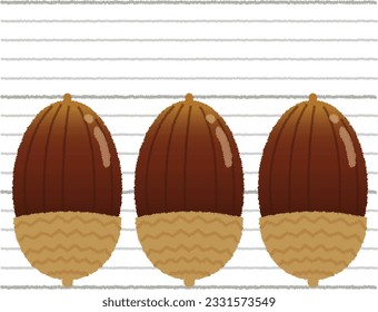 Illustration of a Japanese proverb. "Comparing the Heights of Acorns" All of these are mediocre, and nothing stands out in particular.