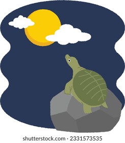 Illustration of a Japanese proverb. "Moon and soft-shelled turtle" means that the difference between the two things is so great that they cannot be compared. It means that.