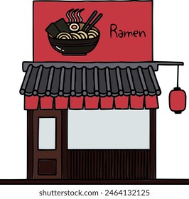 Ilustración de una tienda de ramen japonés