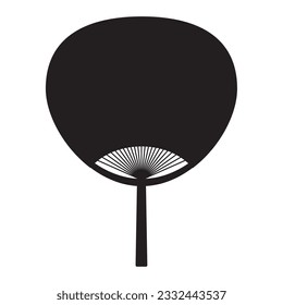 Illustration of Japanese Round paper fan. 01 - black