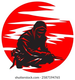 illustration of japanese samurai and ninja