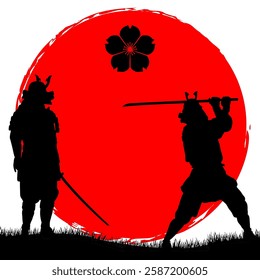 illustration of japanese samurai and ninja