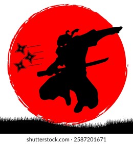 illustration of japanese samurai and ninja