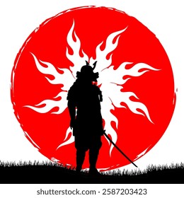 illustration of japanese samurai and ninja