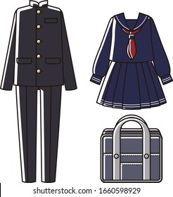 Illustration of japanese school uniform