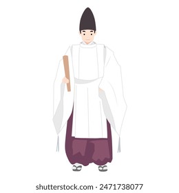 Illustration of Japanese shrine priest