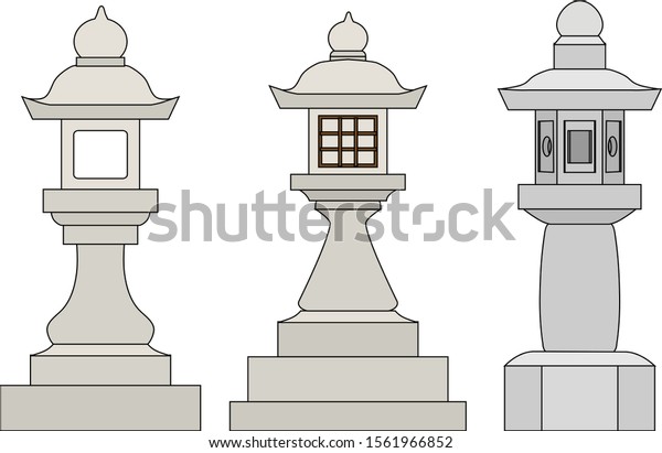 \
Illustration\
of japanese stone lanterns with\
outline.