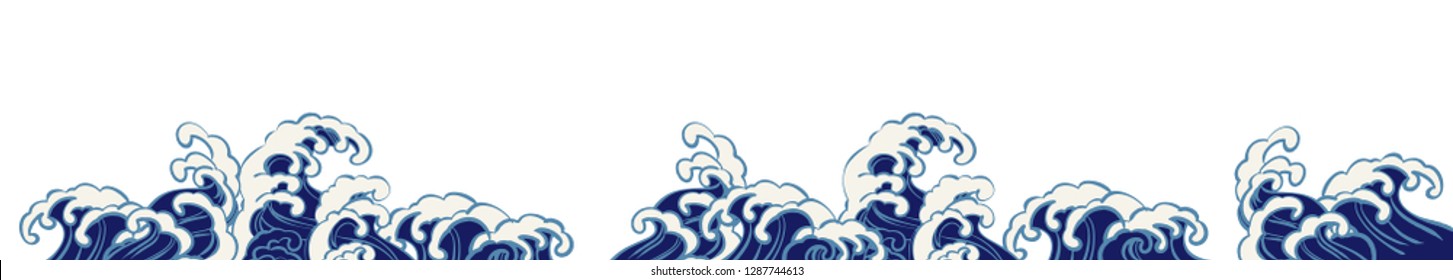 Illustration of Japanese style wave (Horizontal)