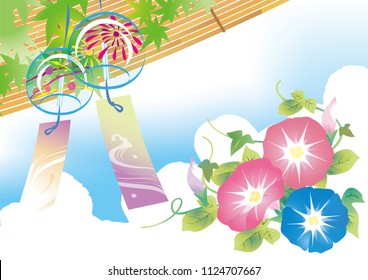 It is an illustration of Japanese summer morning glory.