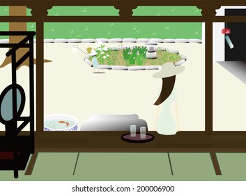 It is an illustration of Japanese Summer Vacation.