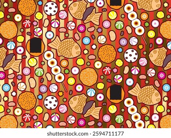 Illustration of Japanese sweets background