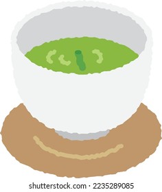 Illustration von japanischem Tee. Ein einfaches Design eines Teacup.