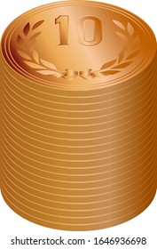Illustration of Japanese ten yen coin