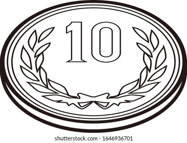 Illustration of Japanese ten yen coin