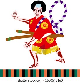 Illustration of Japanese traditional arts Kabuki