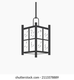 illustration of japanese vintage lamp, vector art.