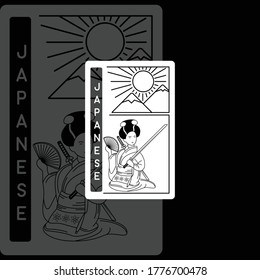 
illustration of a Japanese woman wearing a distinctive dress and carrying a sword