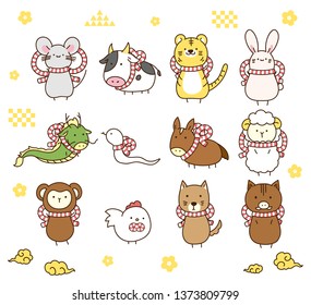 Illustration of Japanese zodiac
