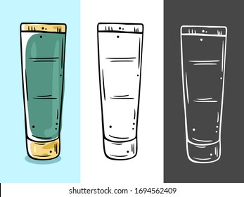 Illustration of a jar of cosmetics. Suitable for cream, gel for washing, lotion. Three color options.