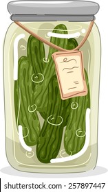 Illustration of a Jar Filled With Pickled Cucumbers