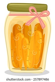 Illustration of a Jar Filled With Preserved Carrots