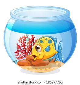 Illustration of a jar with a fish on a white background