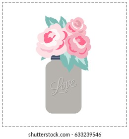Illustration of a jar with flowers