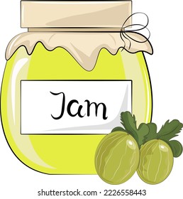 ilustración de un frasco de mermelada de gooseberry