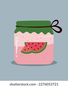  Illustration Jar of Jam Watermelon