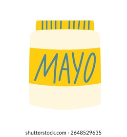 Ilustração de um jarro de maionese. Embalagem de molho.